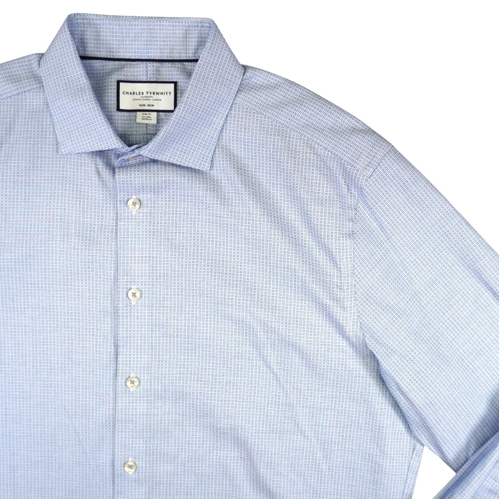 Charles Tyrwhitt Light Blue Microcheck Dress Shirt 17/34